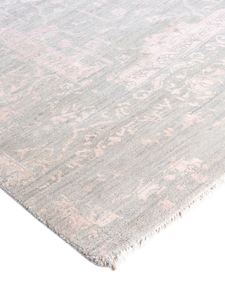 Traditional Ikat Hand Knotted Floral Silk & Wool Blend Gray Area Rug 8' 1" x 10' 4"