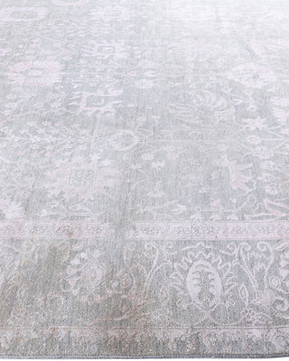 Traditional Ikat Hand Knotted Floral Silk & Wool Blend Gray Area Rug 8' 1" x 10' 4"