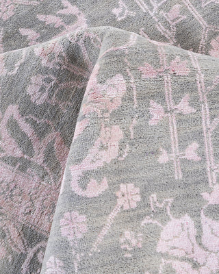 Traditional Ikat Hand Knotted Floral Silk & Wool Blend Gray Area Rug 8' 1" x 10' 4"