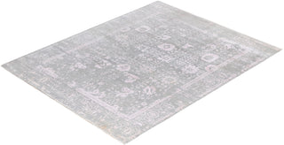 Traditional Ikat Hand Knotted Floral Silk & Wool Blend Gray Area Rug 8' 1" x 10' 4"