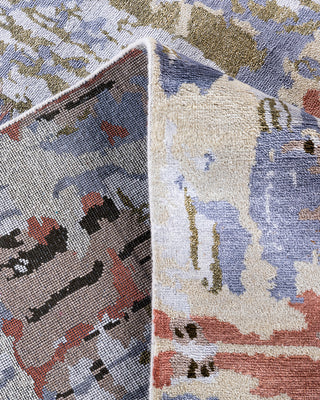 Traditional Ikat Hand Knotted Abstract Silk & Wool Blend Beige Area Rug 8' 3" x 10' 4"