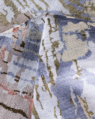 Traditional Ikat Hand Knotted Abstract Silk & Wool Blend Beige Area Rug 8' 3" x 10' 4"