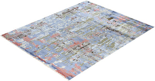 Traditional Ikat Hand Knotted Abstract Silk & Wool Blend Beige Area Rug 8' 3" x 10' 4"