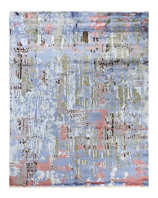 Traditional Ikat Hand Knotted Abstract Silk & Wool Blend Beige Area Rug 8' 3" x 10' 4"