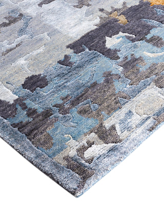 Contemporary Modern Hand Knotted Abstract Silk & Wool Blend Gray Area Rug 8' 3" x 10' 0"