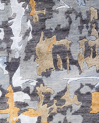 Contemporary Modern Hand Knotted Abstract Silk & Wool Blend Gray Area Rug 8' 3" x 10' 0"