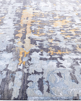 Contemporary Modern Hand Knotted Abstract Silk & Wool Blend Gray Area Rug 8' 3" x 10' 0"