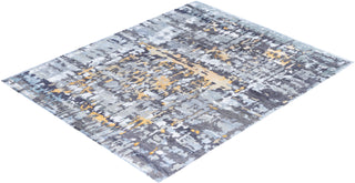 Contemporary Modern Hand Knotted Abstract Silk & Wool Blend Gray Area Rug 8' 3" x 10' 0"