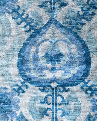 Contemporary Modern Hand Knotted Floral Wool Gray Area Rug 7' 10" x 9' 10"
