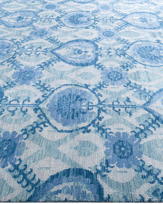 Contemporary Modern Hand Knotted Floral Wool Gray Area Rug 7' 10" x 9' 10"