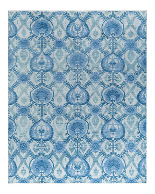 Contemporary Modern Hand Knotted Floral Wool Gray Area Rug 7' 10" x 9' 10"