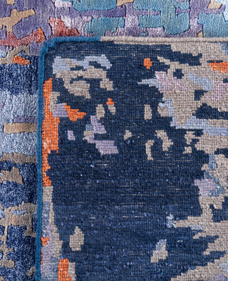 Contemporary Abstarct Silk, Wool Hand Knotted Blue Area Rug 8' 1" x 10' 1"