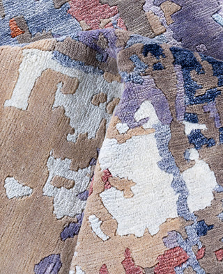 Contemporary Abstarct Silk, Wool Hand Knotted Blue Area Rug 8' 1" x 10' 1"