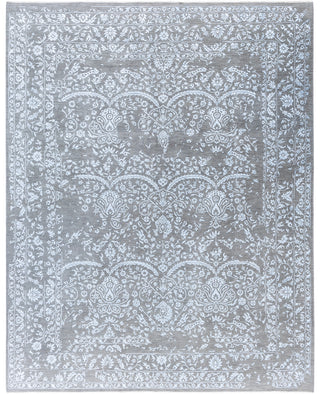 Traditional Abstarct Wool, Silk Hand Knotted Gray Area Rug 8' 1" x 10' 1"