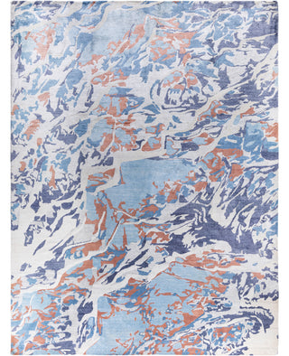 Contemporary Abstarct Silk Hand Knotted Ivory Area Rug 9' 2" x 12' 3"