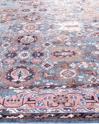 Traditional Ikat Hand Knotted Abstract Silk & Wool Blend Gray Area Rug 8' 10" x 12' 4"