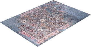 Traditional Ikat Hand Knotted Abstract Silk & Wool Blend Gray Area Rug 8' 10" x 12' 4"