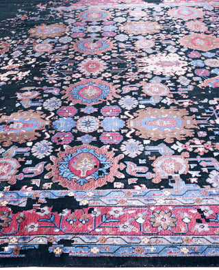Traditional Abstarct Silk, Wool Hand Knotted Navy Area Rug 8' 10" x 12' 4"