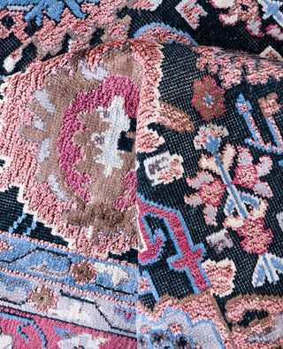 Traditional Abstarct Silk, Wool Hand Knotted Navy Area Rug 8' 10" x 12' 4"