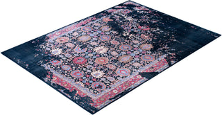 Traditional Abstarct Silk, Wool Hand Knotted Navy Area Rug 8' 10" x 12' 4"