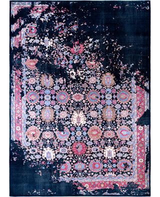 Traditional Abstarct Silk, Wool Hand Knotted Navy Area Rug 8' 10" x 12' 4"