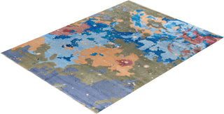 Traditional Ikat Hand Knotted Abstract Silk & Wool Blend Green Area Rug 9' 2" x 12' 1"