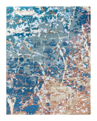 Contemporary Modern Hand Knotted Abstract Silk & Wool Blend Gray Area Rug 8' 1" x 10' 3"
