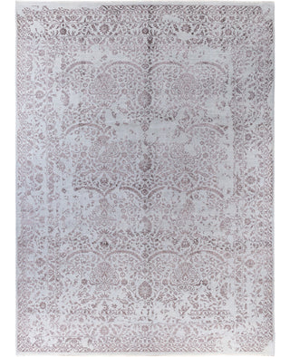 Traditional Abstarct Wool, Silk Hand Knotted Gray Area Rug 9' 1" x 12' 1"