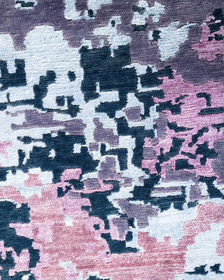 Contemporary Modern Hand Knotted Abstract Silk & Wool Blend Gray Area Rug 8' 10" x 12' 0"