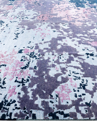 Contemporary Modern Hand Knotted Abstract Silk & Wool Blend Gray Area Rug 8' 10" x 12' 0"