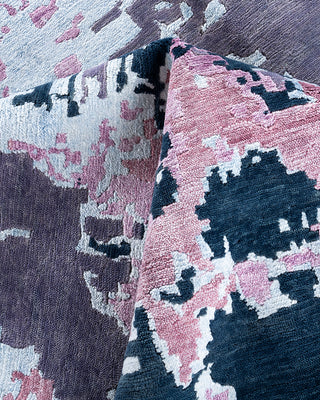 Contemporary Modern Hand Knotted Abstract Silk & Wool Blend Gray Area Rug 8' 10" x 12' 0"
