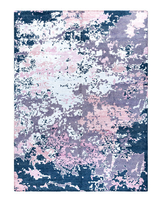 Contemporary Modern Hand Knotted Abstract Silk & Wool Blend Gray Area Rug 8' 10" x 12' 0"