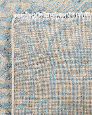 Traditional Ikat Hand Knotted Abstract Silk & Wool Blend Beige Area Rug 8' 1" x 10' 2"