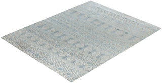 Traditional Ikat Hand Knotted Abstract Silk & Wool Blend Beige Area Rug 8' 1" x 10' 2"