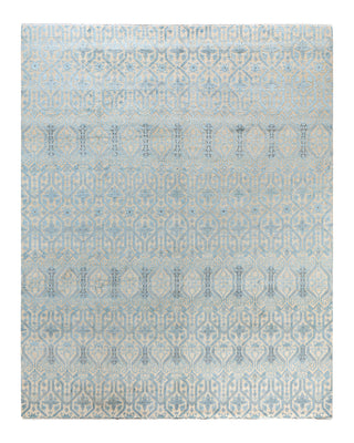 Traditional Ikat Hand Knotted Abstract Silk & Wool Blend Beige Area Rug 8' 1" x 10' 2"