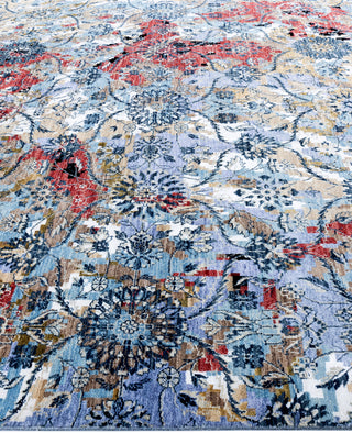 Traditional Abstarct Wool, Silk Hand Knotted Purple Area Rug 8' 0" x 10' 3"