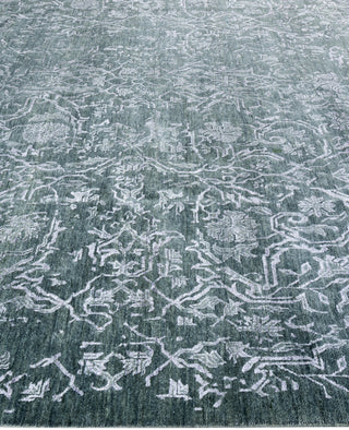 Traditional Abstarct Wool, Silk Hand Knotted Green Area Rug 9' 1" x 12' 4"