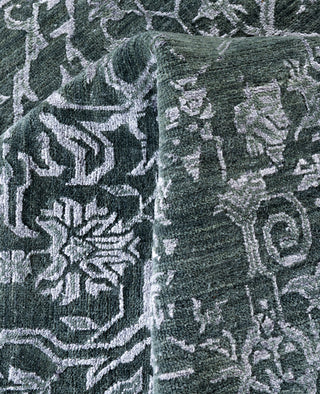 Traditional Abstarct Wool, Silk Hand Knotted Green Area Rug 9' 1" x 12' 4"