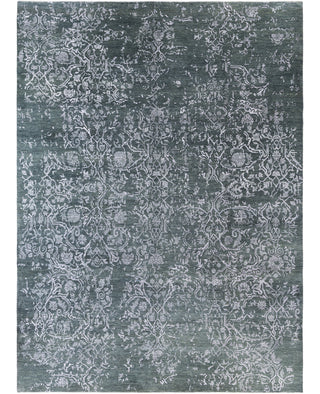 Traditional Abstarct Wool, Silk Hand Knotted Green Area Rug 9' 1" x 12' 4"