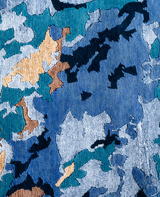 Contemporary Abstarct Wool, Silk Hand Knotted Green Area Rug 9' 3" x 11' 10"