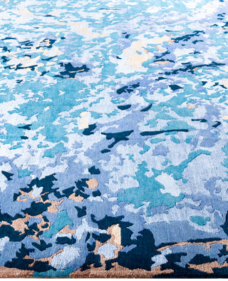Contemporary Abstarct Wool, Silk Hand Knotted Green Area Rug 9' 3" x 11' 10"