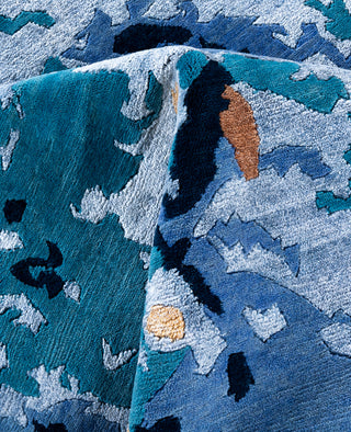 Contemporary Abstarct Wool, Silk Hand Knotted Green Area Rug 9' 3" x 11' 10"