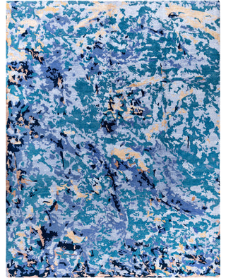 Contemporary Abstarct Wool, Silk Hand Knotted Green Area Rug 9' 3" x 11' 10"