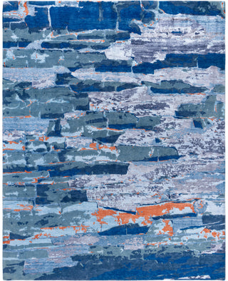 Contemporary Abstarct Wool, Silk Hand Knotted Gray Area Rug 8' 3" x 10' 3"