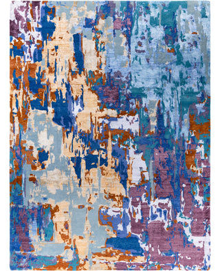 Contemporary Abstarct Wool, Silk Hand Knotted Gold Area Rug 9' 2" x 12' 2"