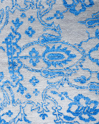Traditional Ikat Hand Knotted Abstract Silk & Wool Blend Beige Area Rug 8' 1" x 9' 10"