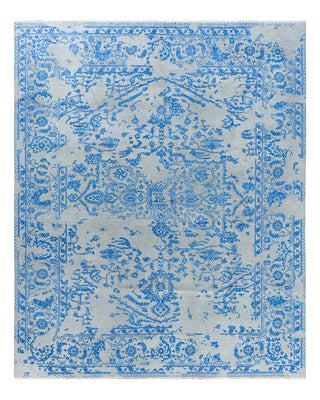 Traditional Ikat Hand Knotted Abstract Silk & Wool Blend Beige Area Rug 8' 1" x 9' 10"