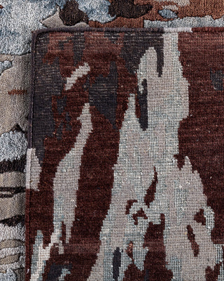 Traditional Ikat Hand Knotted Abstract Silk & Wool Blend Brown Area Rug 9' 2" x 12' 0"