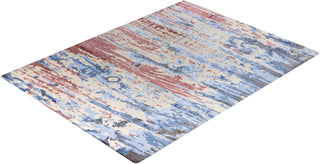 Contemporary Modern Hand Knotted Abstract Silk & Wool Blend Ivory Area Rug 9' 1" x 12' 2"