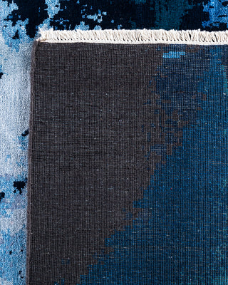 Traditional Ikat Hand Knotted Abstract Silk & Wool Blend Navy Area Rug 8' 3" x 10' 3"